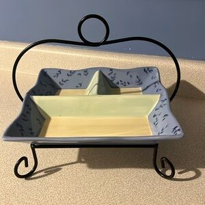 Pfaltzgraff Summer Breeze 3 Section Serving Tray With Stand